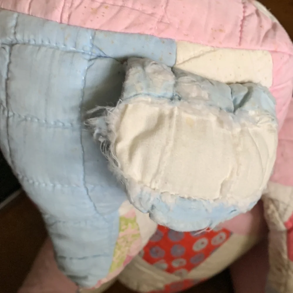 Vintage Handmade Quilt Patchwork Stuffed Bear